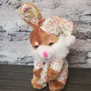 Vintage Wondertreats Sleepy Plush Bunny Rabbit Floral Hat Outfit Pillow PINK EYE